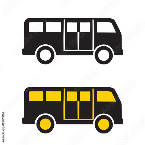 simple two school bus flat icon vector design-01