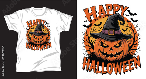 Halloween graphic vector T shirt design print.
