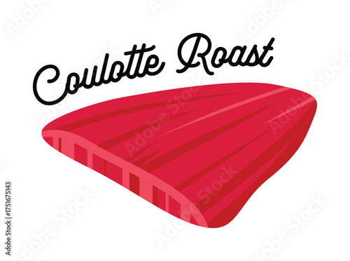 Raw Coulotte Roast Beef Cut Isolated on White Background.