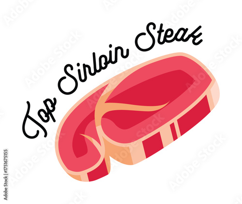 Top Sirloin Steak Cut Illustration.