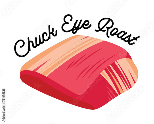 Chuck Eye Roast Cut of Beef Illustration.