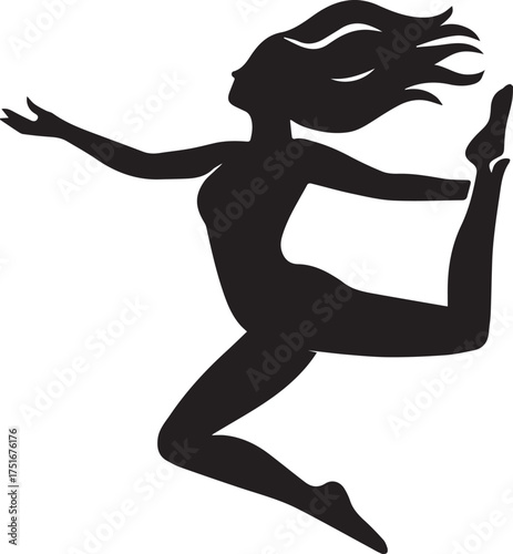 Woman Silhouette in Dynamic Dance Pose