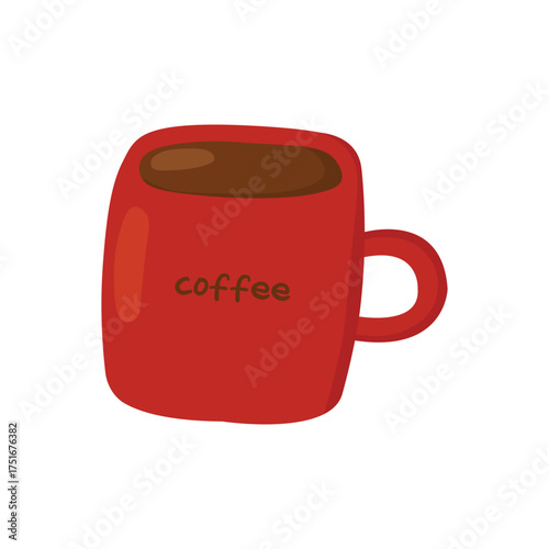 Wallpaper Mural Red coffee cup with hot drink Illustration Torontodigital.ca