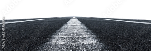 Dark paved surface with central white lines and illuminated edges