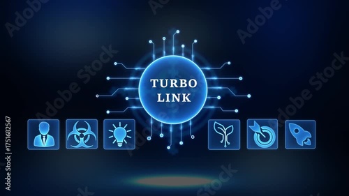 Turbo Link Network Connection Digital Technology Icons Business Growth Innovation Startup Rocket Launch Success Target Idea Biohazard Safety Human Resources