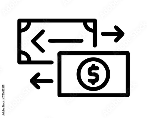 Currency exchange concept with arrows showing transaction