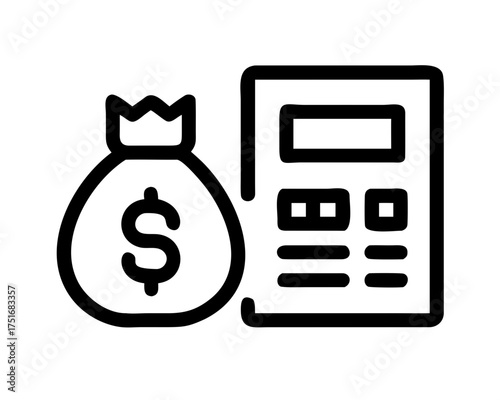 Financial calculation and budgeting with calculator and money