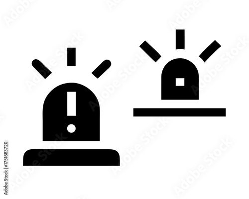 Two emergency sirens, one with an exclamation mark