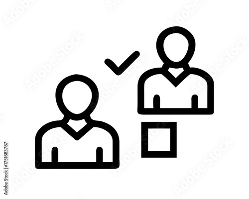 Two people with a checkmark representing selection