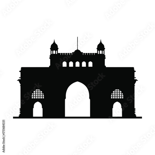 Black silhouette of the Gateway of India monument Mumbai