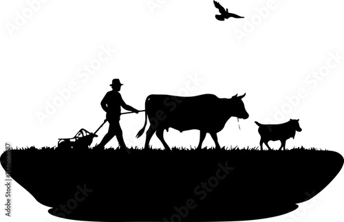 Oxen Plough silhouette