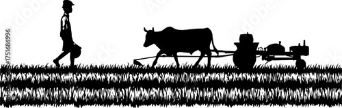 Oxen Plough silhouette