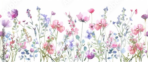 spring flowers watercolor illustration