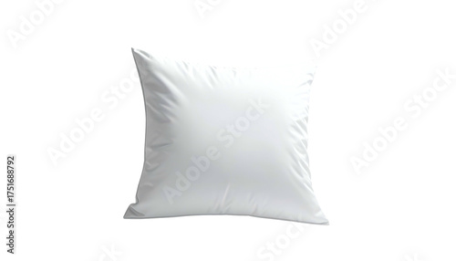 Crisp, white square pillow isolated against a stark black background