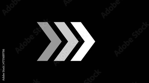 White arrow isolated on black background stop motion