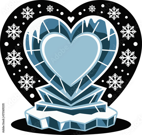 Enchanting Winter Heart Gemstone Bundle Design With Snowflakes and Icicle Embellishments For A Magical Aesthetic