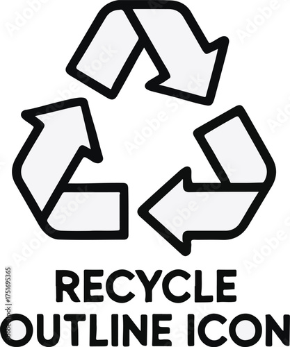 White outline recycle symbol icon with text suitable for environment conservation designs