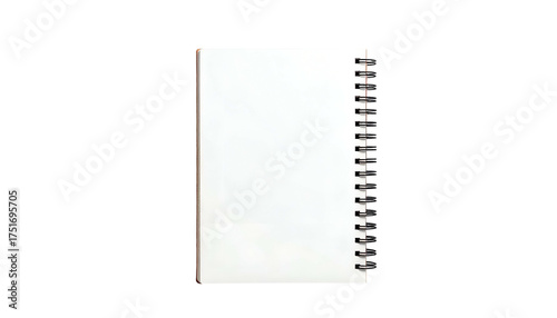 Blank white spiral notebook on black. Ready for notes or sketches
