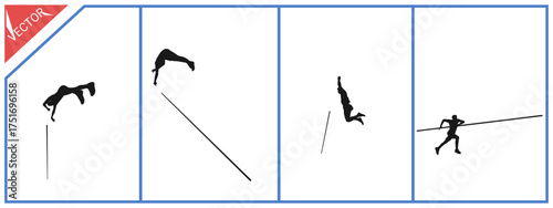Silhouette of the world pole vault championship. Isolated on a white background. Vector illustration.