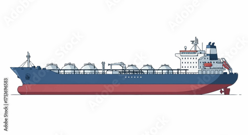 Modern tanker ship ready for global trade and deliveries, conveying power and efficiency in marine transport operations across the open ocean waters