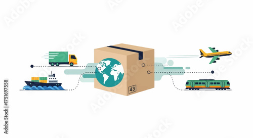 Streamlined global logistics with a focus on worldwide transportation and efficient shipping solutions, designed for fast delivery and worldwide reach