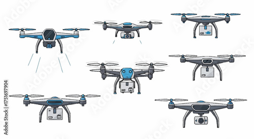 Modern drone technology delivering packages and capturing aerial footage for logistics, photography, or mapping solutions in innovative industries