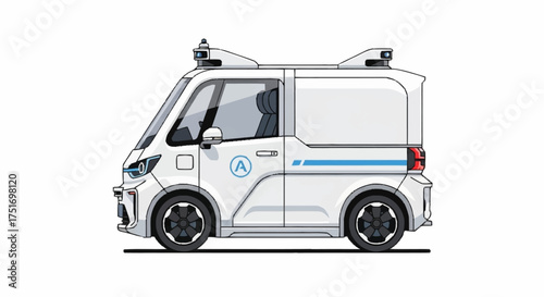 Sleek autonomous delivery van, a modern solution for urban logistics and eco-friendly transportation, promising efficient and innovative service