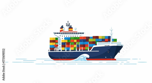 Modern container ship delivering goods across the ocean, symbolizing global trade, shipping efficiency, and maritime transport, perfect for business themes
