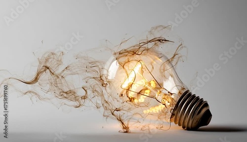 Light bulb with burnt trace lightbulb white background electricity.