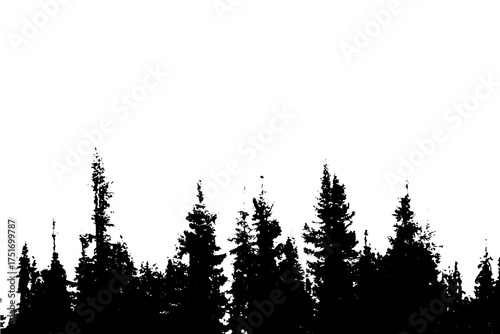 Stunning silhouette of a dense evergreen forest canopy, perfect for nature lovers and outdoor adventures, evokes a sense of tranquility and escape, a great backdrop for designs, originally vector
