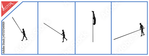 Silhouette of a pole vaulter. Suitable for sports themes. Vector illustration.
