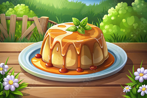 British sticky toffee pudding with caramel sauce and vanilla cream warm and comforting dessert