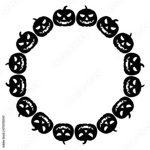 Logo con corona circular con siluetas de calabazas para felicitaciones y tarjetas de Halloween 