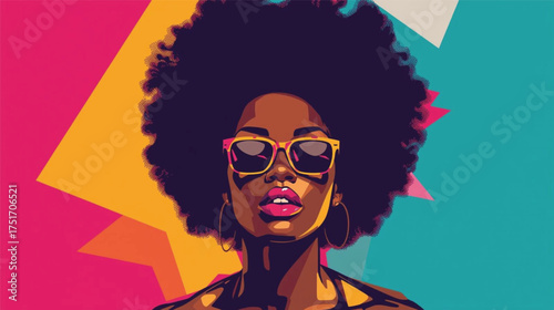 Afro hairstyle women portrait – geometric shapes and warm tones Ai Generate 