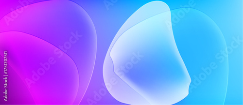 Abstract fluid shapes blend vibrant purple, blue hues. Soft gradients create calming visual experience. Modern design element.