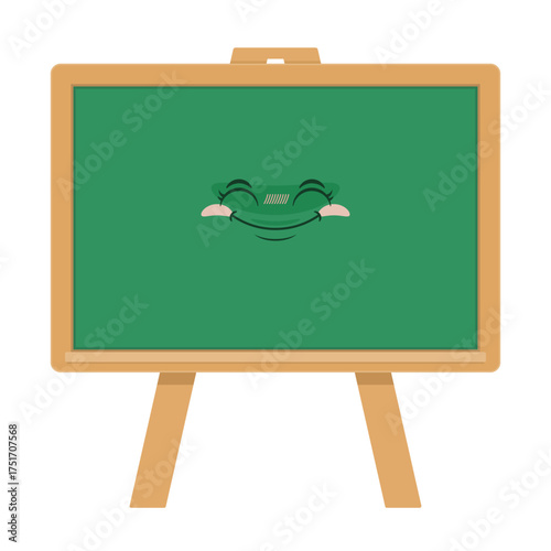 blackboard on easel smile face cartoon cute