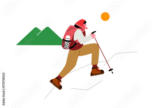 登山を楽しむ女性