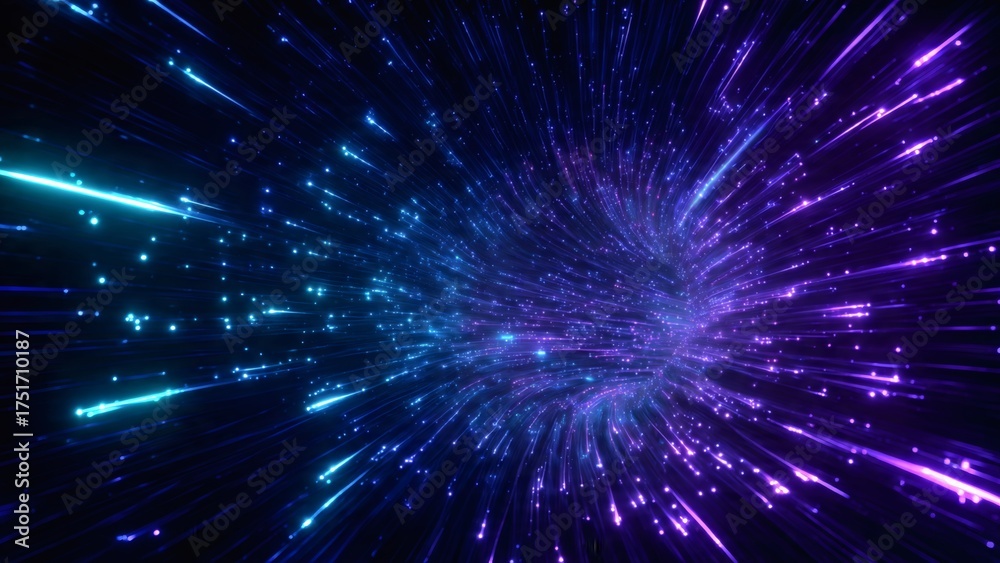 Naklejka premium Futuristic Neon Data Tunnel Background