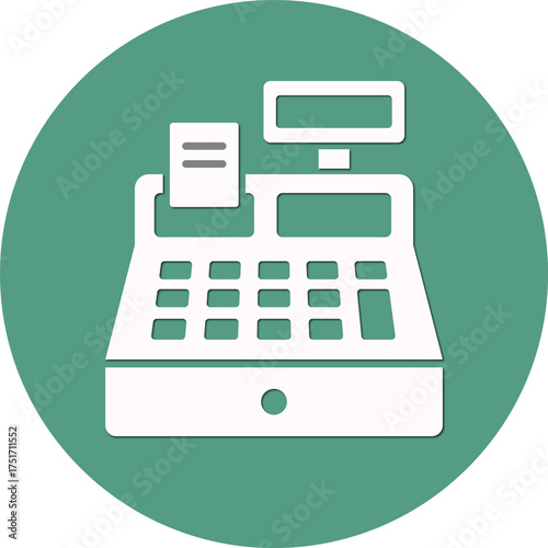 Cash register icon flat design for retail payment
