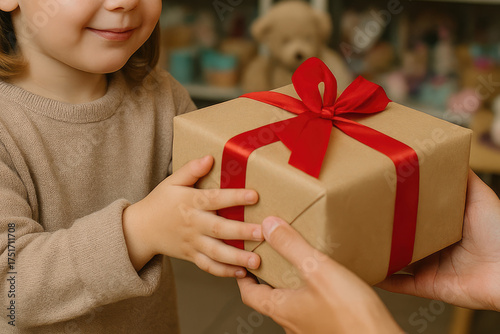 Wallpaper Mural Portrait of a person holding a gift box with ribbon and luxurious packaging design, perfect for holidays and celebrations.. Torontodigital.ca