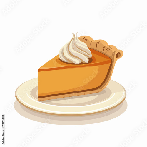 Delicious slice of pumpkin pie with whipped cream on a plate perfect for thanksgiving
