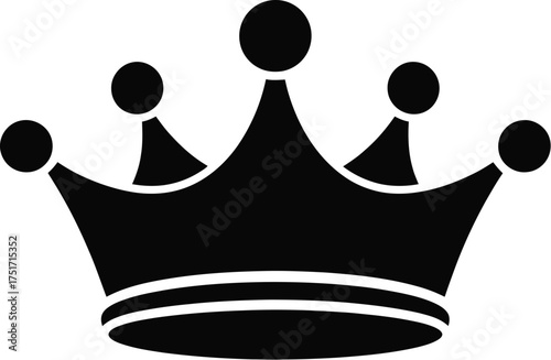 A majestic black crown with five spherical adornments isolated on white background