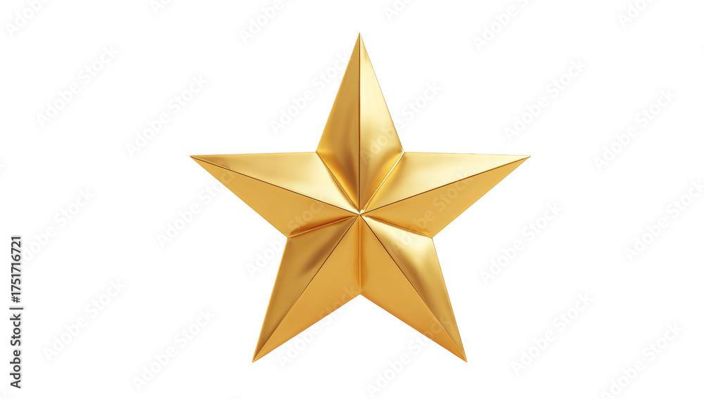 Obraz premium Gold star, 3D rendered, with sharp points