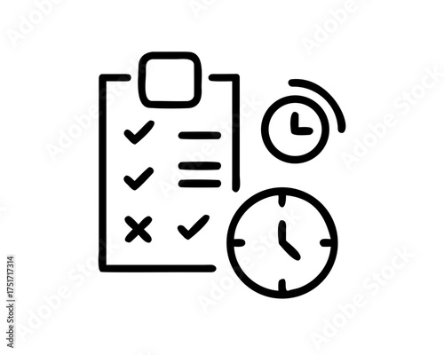 Clipboard with checklist and clock