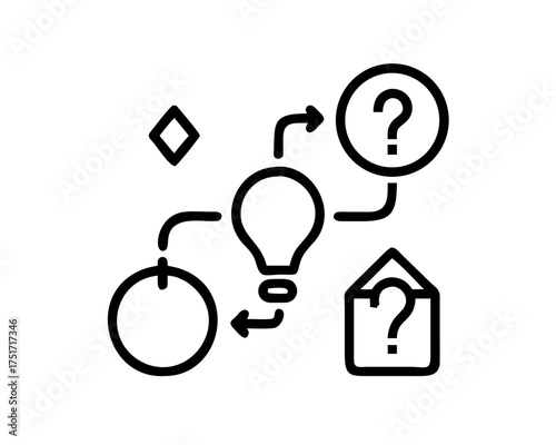 Creative process icon, showing idea generation and problem