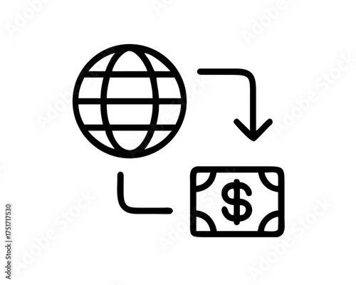 Global money transfer icon for financial use