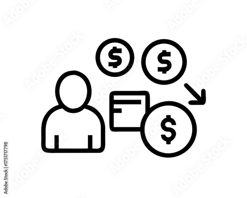 Person receiving money from various sources