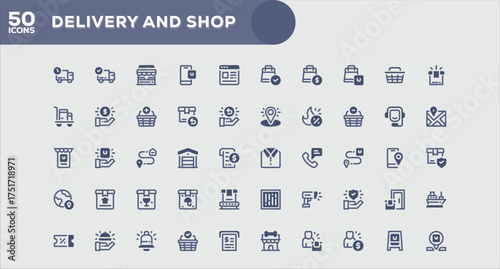 Delivery and Shop Minimal Outline Icons Pack for Modern Creative Projects