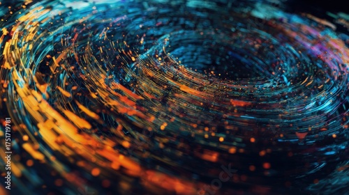 Swirling vortex of digital particles abstract tech background