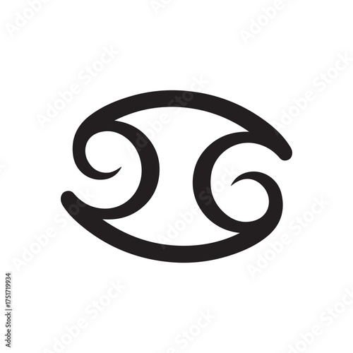 Cancer zodiac sign silhouette vector icon flat illustration design on white back ground
